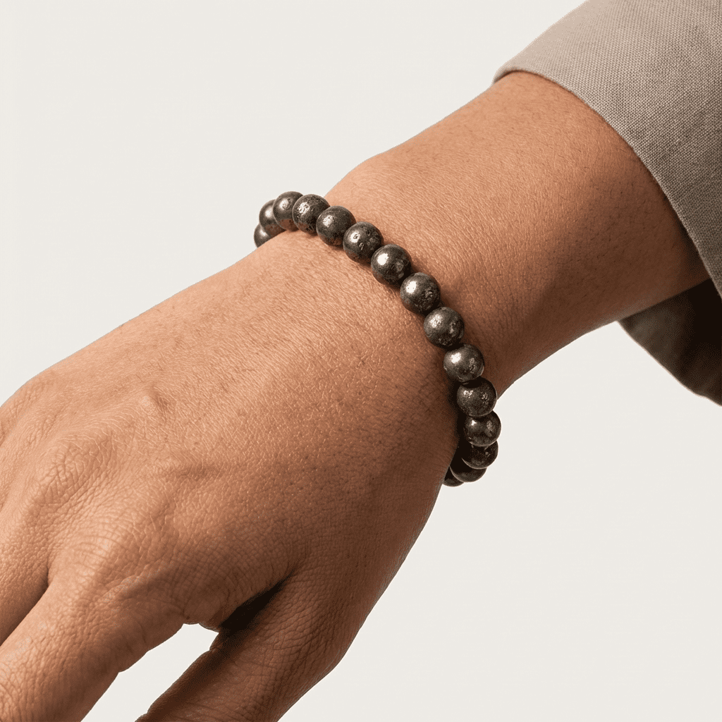 anvioprint raw pyrite bracelet for wealth & good luck | natural wealth attraction stone | unisex adjustable